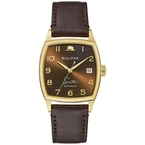 Bulova Men's Frank Sinatra 'Young At Heart' Brown Leather Strap Watch 97B198