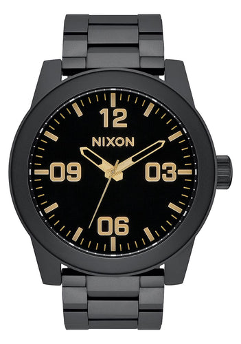 Nixon 48mm Corporal Stainless Steel Watch Matte Black/Gold A346-1041