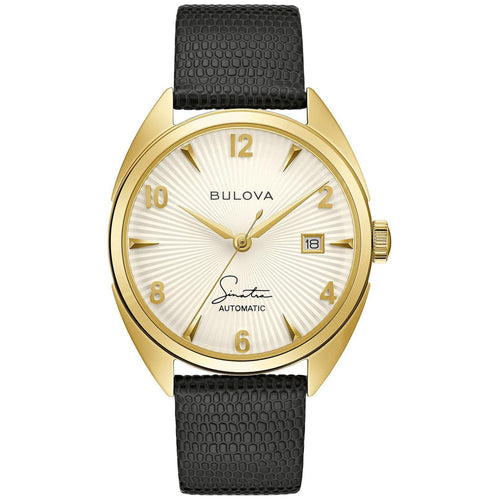 Bulova Men's Frank Sinatra 'Fly Me To The Moon' Black Leather Strap Watch 97B196