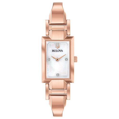 Bulova Ladies' Classic Diamond Accent Gold-Tone Stainless Steel Half-Bangle Watch 97P142