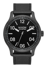 Nixon 42 mm Patrol Leather Watch Black / Silver / Black A1242-2998