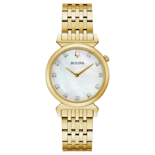 Bulova Ladies Classic Regatta Diamond Accent Gold-Tone Stainless Steel Watch 97P149