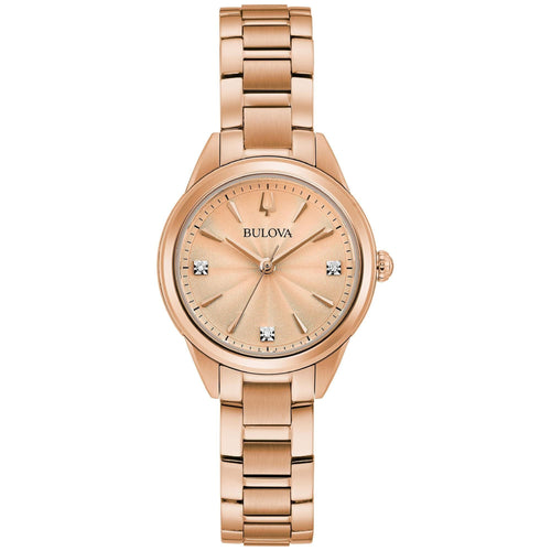 Bulova Ladies' Classic Sutton Diamond-Accent Rose Gold-Tone Bracelet Watch 97P151