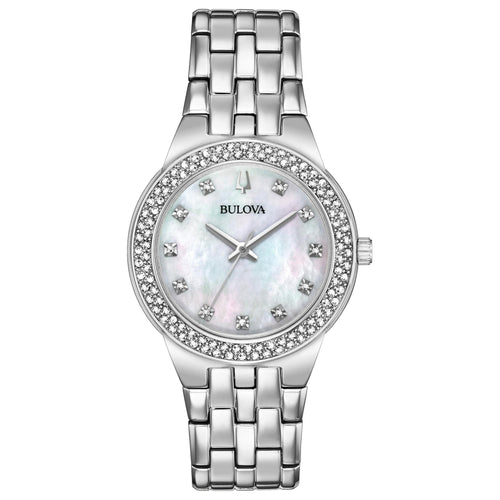 Bulova Women's Crystal MOP Dial Quartz Watch Gift Set  96X144