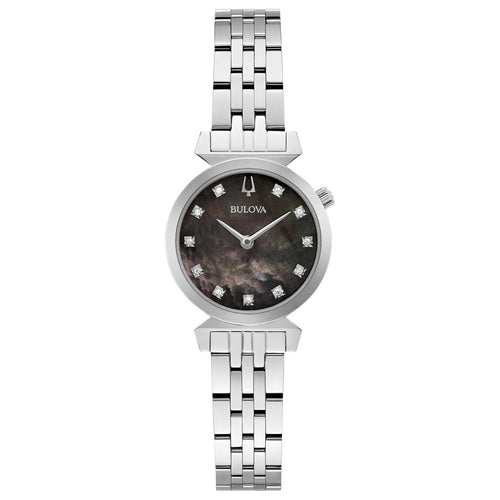 Bulova Regatta Diamond Black Mother of Pearl Dial Ladies Watch 96P221