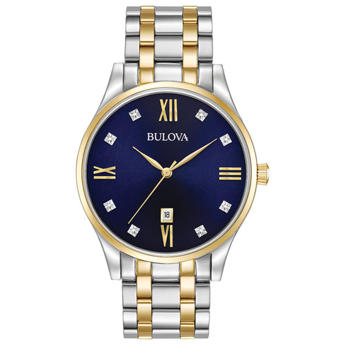 Bulova Men's Diamond Accent Two-Tone Stainless Steel Bracelet Watch 40mm 98D130