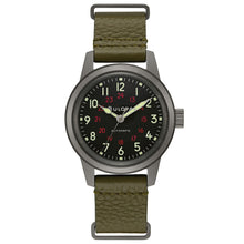 Bulova Men's Military Hack Automatic Green Leather NATO Strap Watch 98A255
