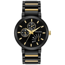 Bulova Men's Futuro Black and Yellow Gold-Tone Stainless Steel Watch 98C124