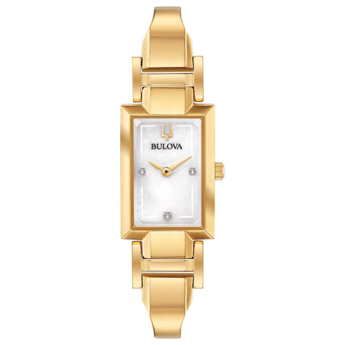 Bulova Ladies' Classic Diamond Accent Gold-Tone Stainless Steel Half-Bangle Watch 97P141