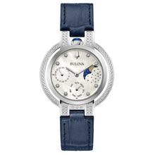 Bulova Ladies' Rubaiyat Diamond Moon Phase Blue Leather Strap Watch 96R237