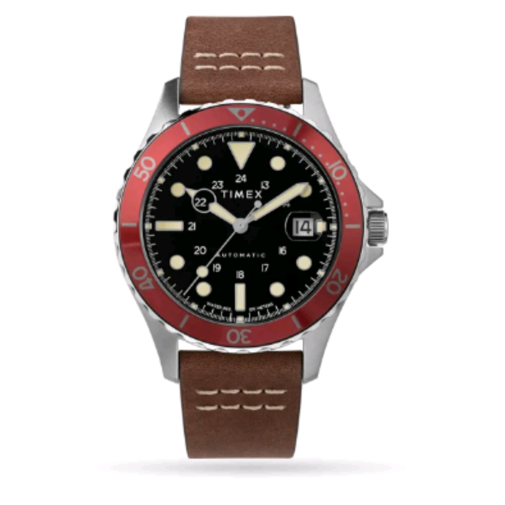 TIMEX Navi XL Automatic Leather Strap Watch TW2U09900 41mm