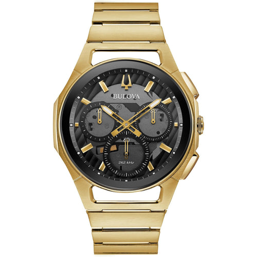 Bulova Men's CURV Chronograph Yellow Gold-Tone Stainless Steel Watch 97A144