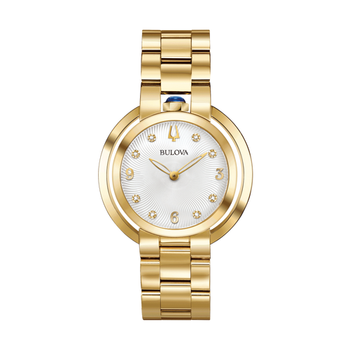 Bulova Ladies' Rubaiyat Diamond Yellow Gold-Tone Stainless Steel Watch 97P125