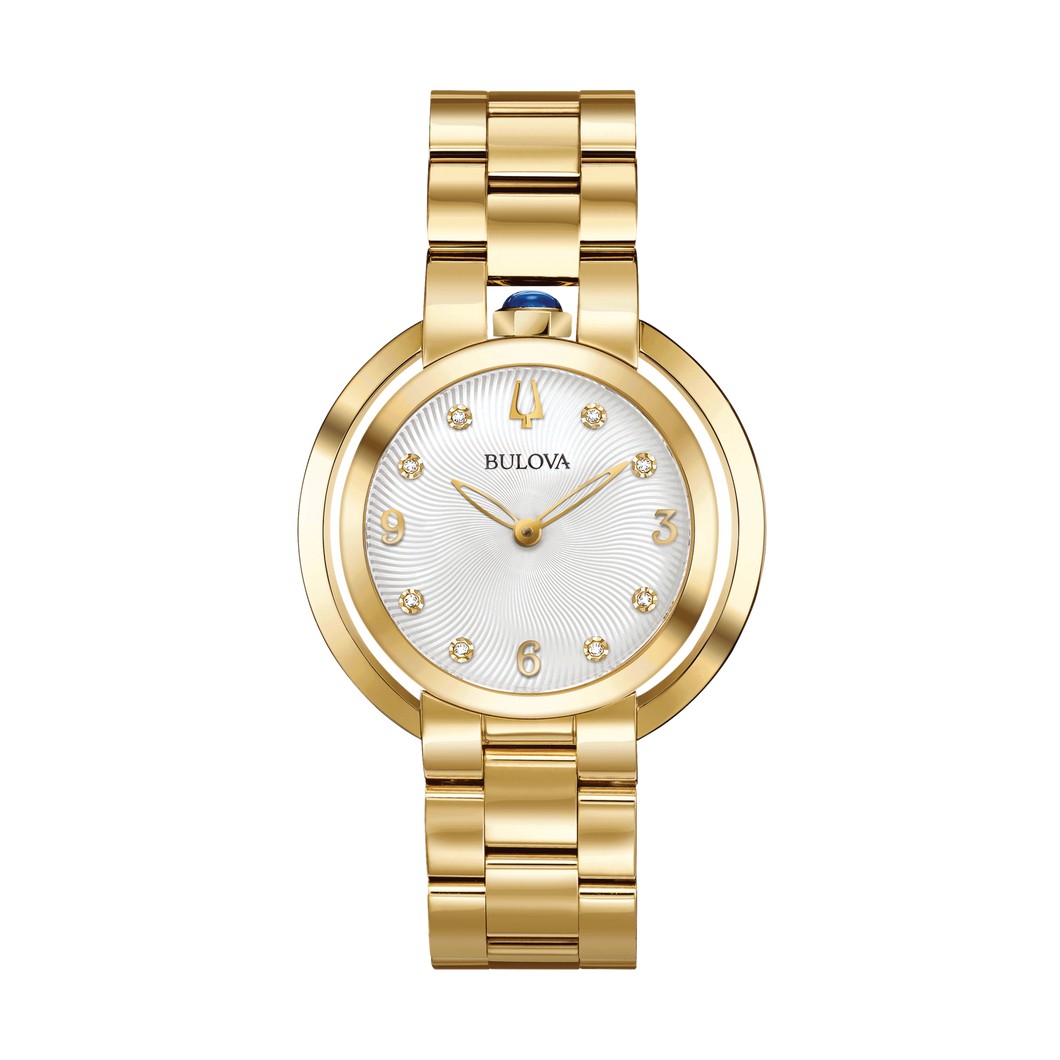 Bulova Ladies' Rubaiyat Diamond Yellow Gold-Tone Stainless Steel Watch 97P125