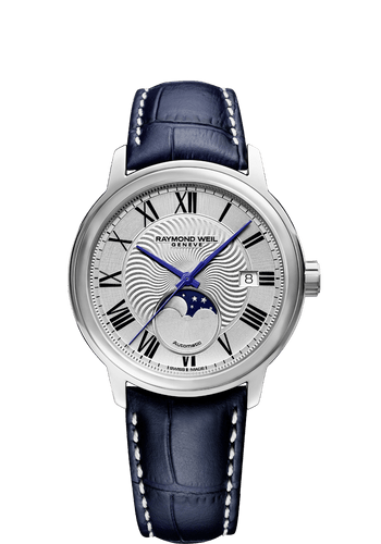Maestro Moon Phase Men's Automatic Blue Leather Watch, 40mm 2239-STC-00659