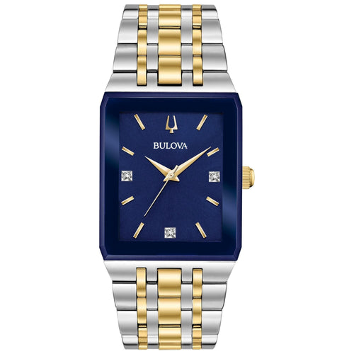 Bulova Men's Futuro Quadra Diamond Two-Tone Rectangular Case Stainless Steel Watch 98D154