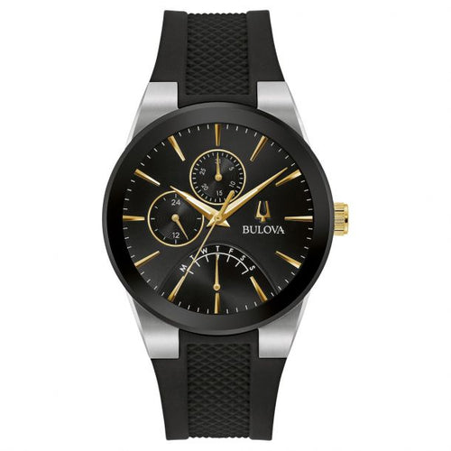 Bulova Men's Futuro Stainless Steel and Black Silicone Strap Watch 98C138