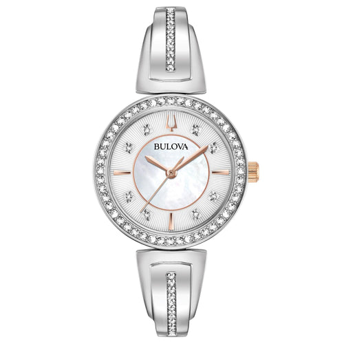 Bulova Ladies' Crystal Watch and Circle Pendant Necklace Gift Set 98X121