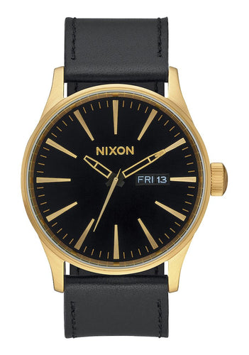SENTRY LEATHER , 42 MM Gold / Black A105-513