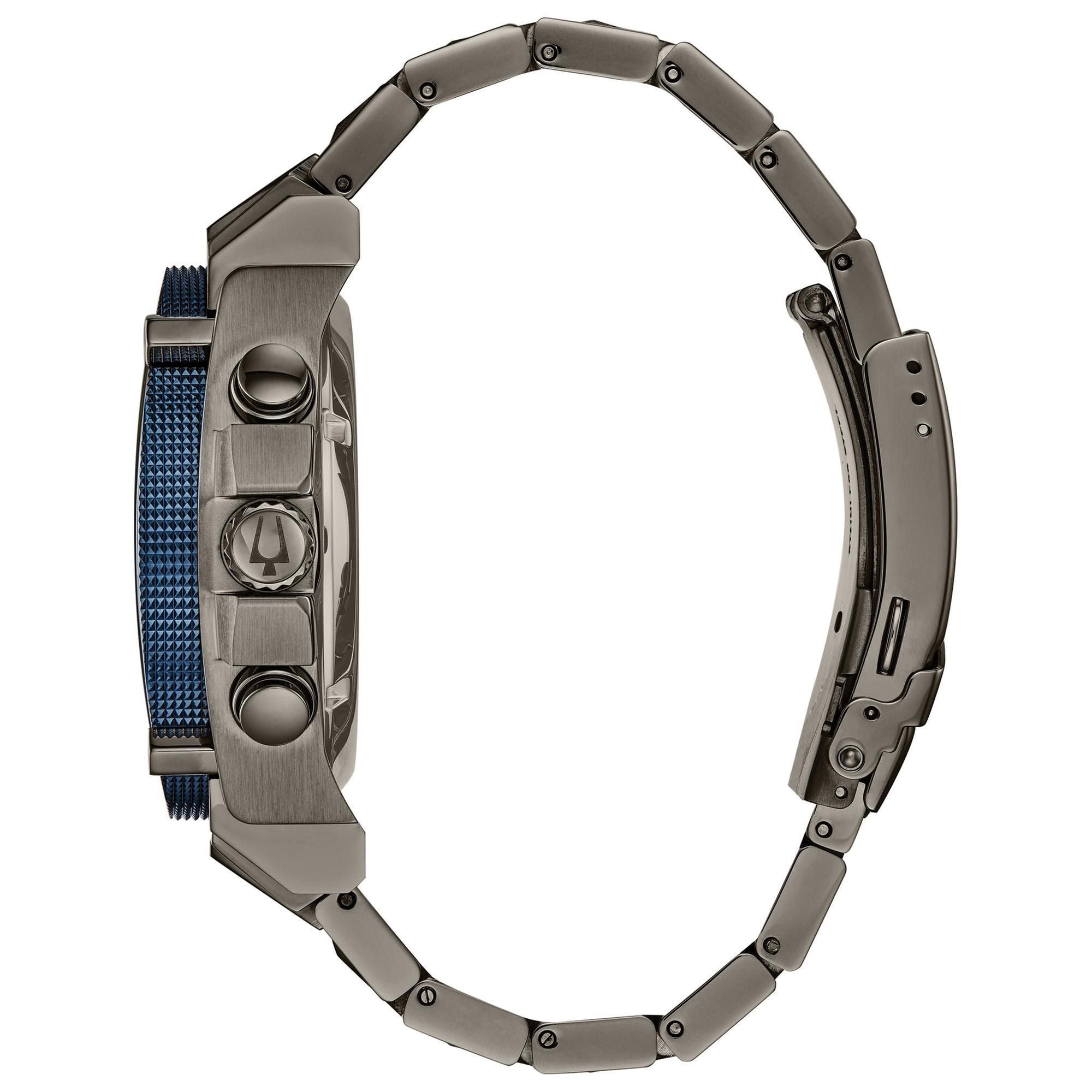 Bulova Men's Precisionist Grey Blue Ion-Plated Stainless Steel Watch 9 ...