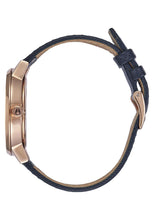 Nixon 37mm Kensington Leather Watch Navy/Rose Gold A108-2195