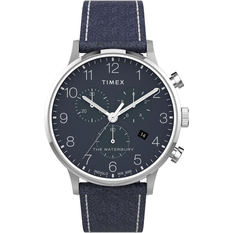 TIMEX Waterbury Classic Chronograph Leather Strap Watch TW2T71300 40mm