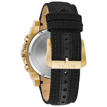 Bulova Men's Precisionist Chronograph Gold Tone Black Strap Watch 97B178