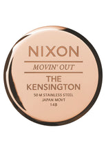 Nixon 37mm Kensington Leather Watch Navy/Rose Gold A108-2195