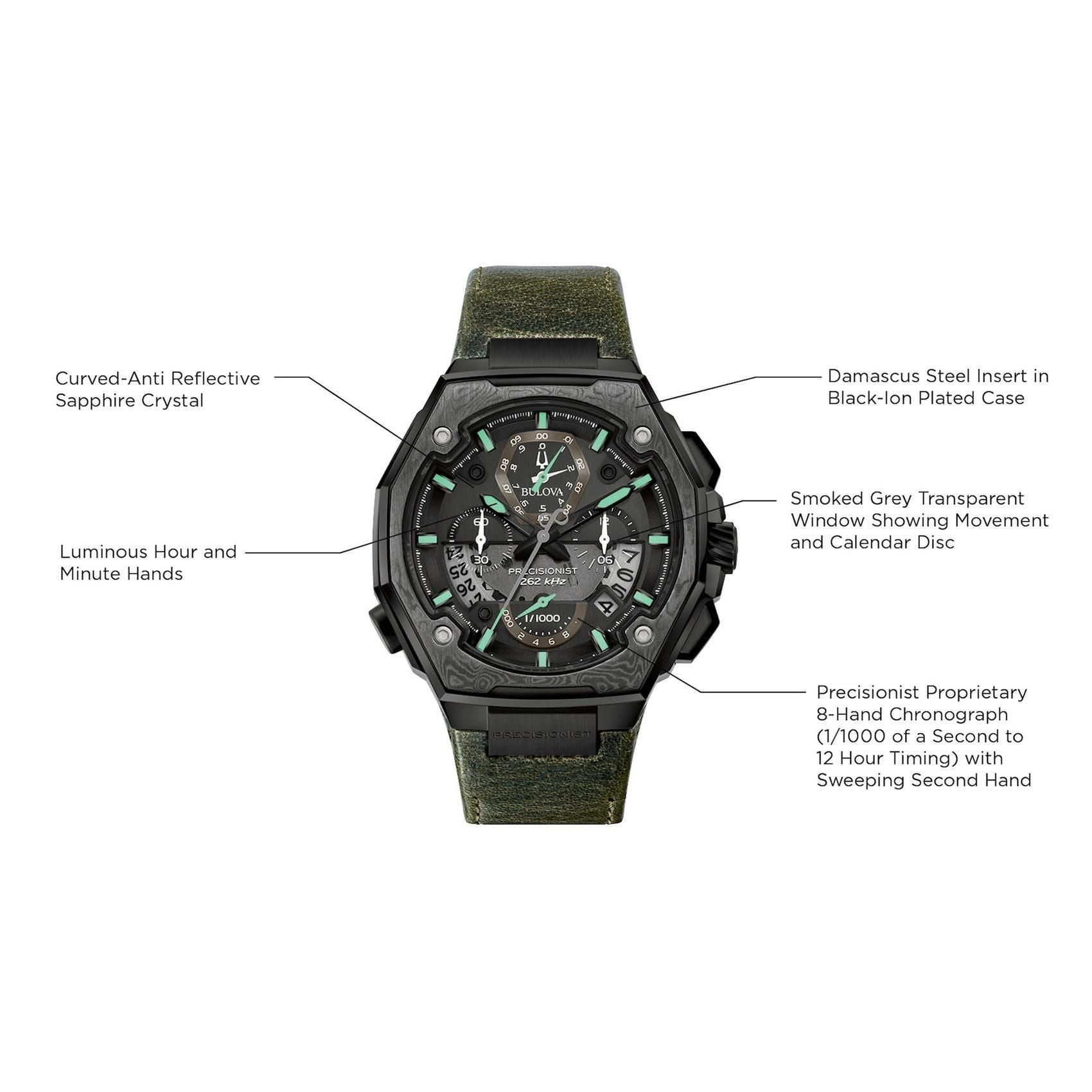 Bulova Men's Precisionist X Special Edition Chronograph Green Leather ...