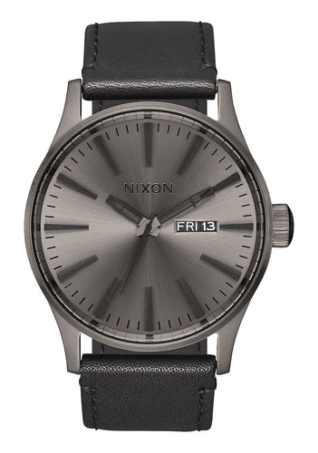 SENTRY LEATHER , 42 MM Gunmetal / Black A105-1531