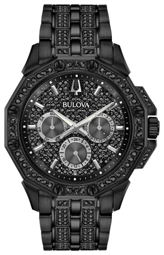 BULOVA 98C134 Mens Crystal All Black Watch 98C134