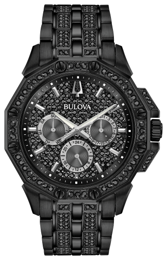 BULOVA 98C134 Mens Crystal All Black Watch 98C134