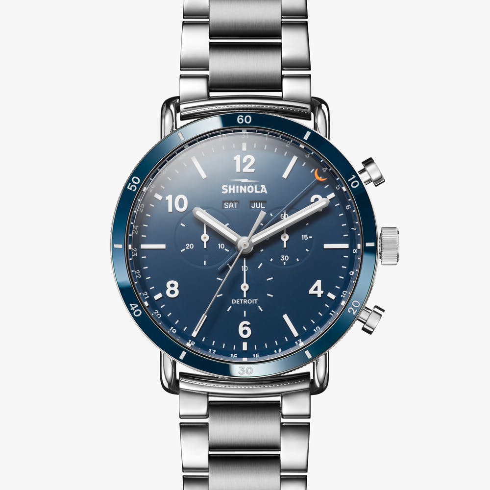 Shinola The Canfield Sport 45mm Blue Dial with Stainless Steel Bracelet S0120089890 $1000.00