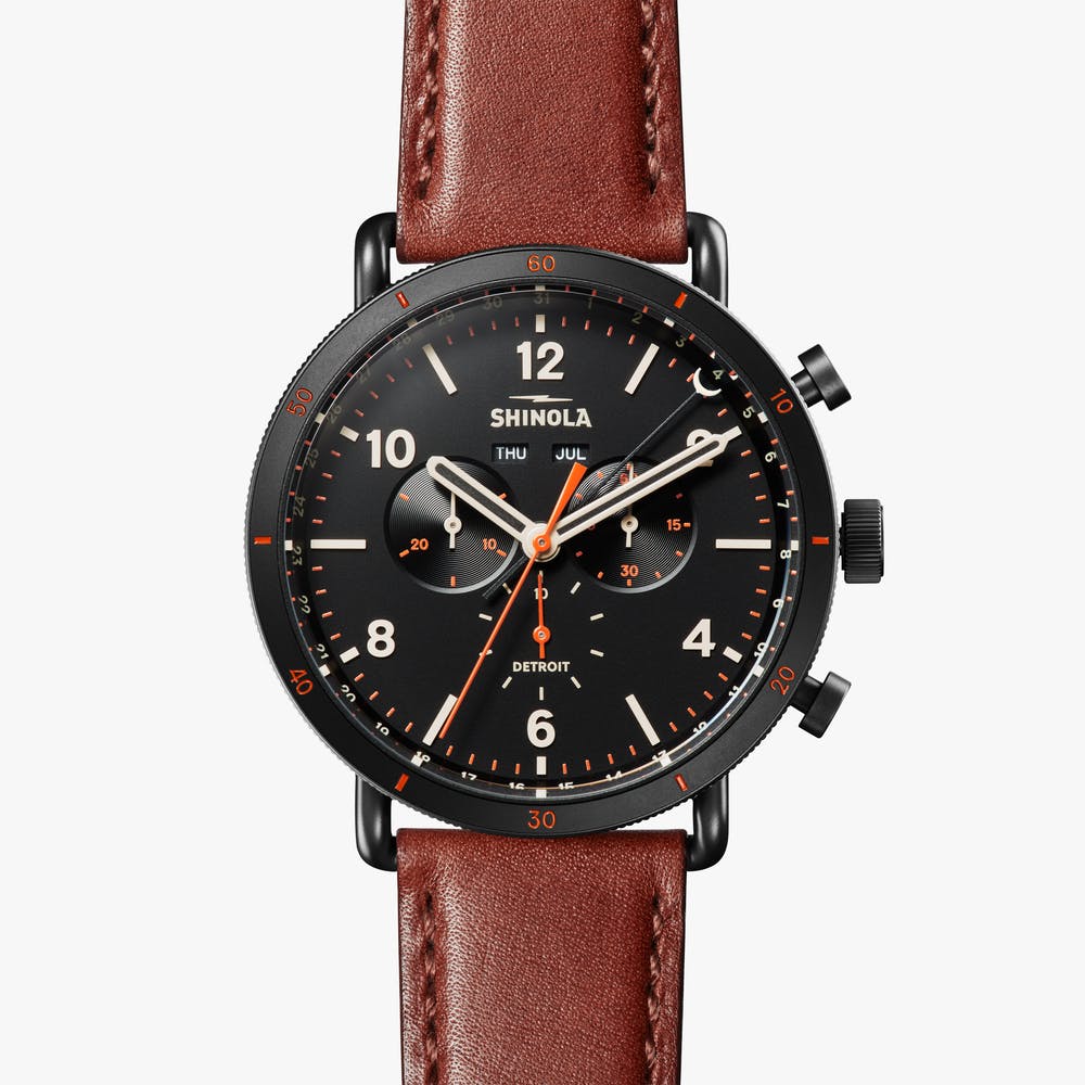 Shinola The Canfield Sport Black Dial Leather Strap Watch S0120194491 $925.00
