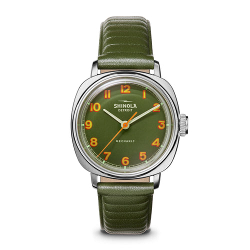 Shinola The Mechanic 39mm Green Mechanical Watch