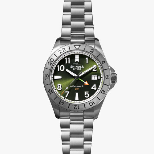 Shinola Detroit The Monster GMT Automatic 40mm Dark Olive Watch Set S0120250980
